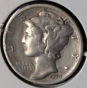 1939-D SILVER MERCURY DIME COIN